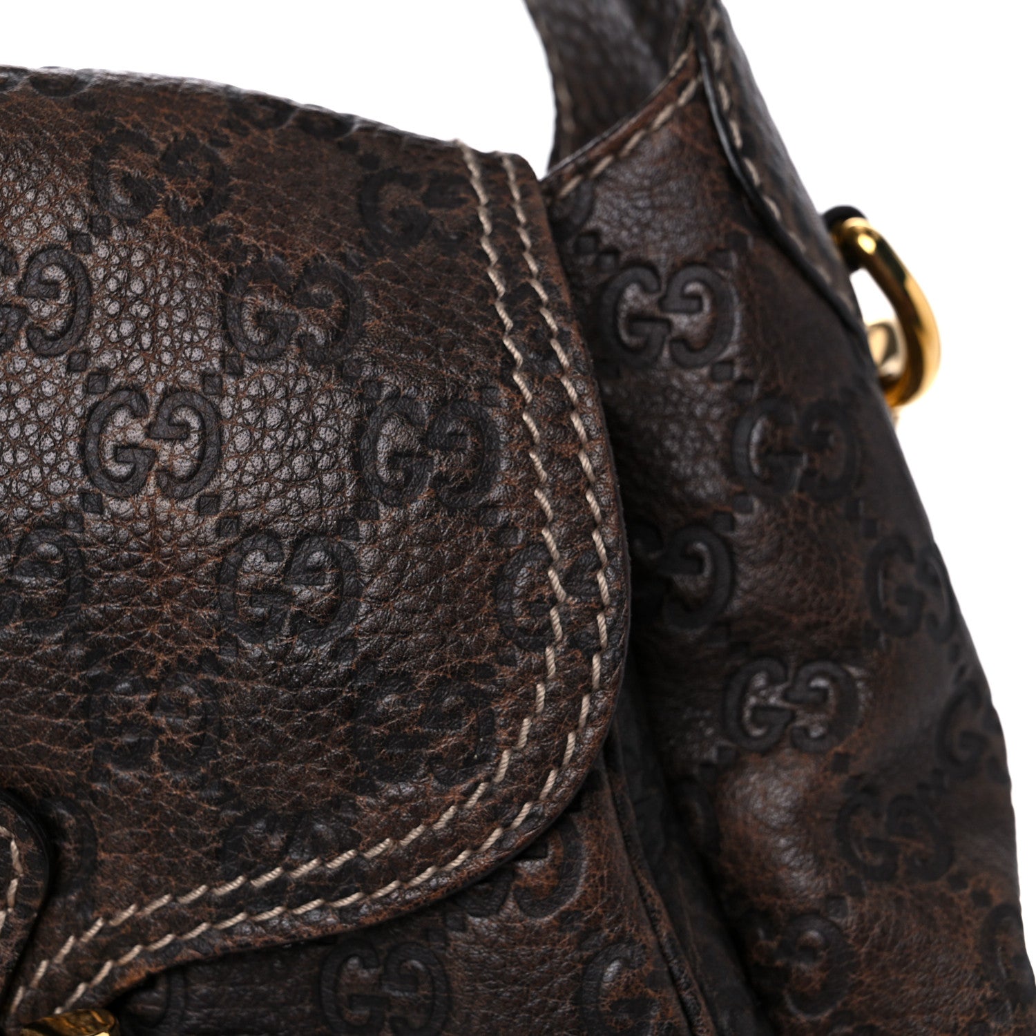 Gucci Guccissima Large New Pelham Satchel Dark Brown 8 of 13