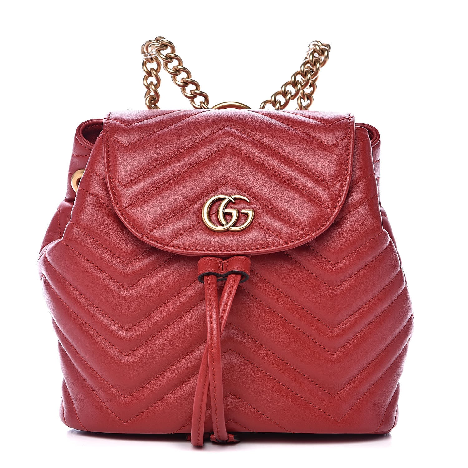 Gucci Calfskin Matelasse GG Marmont Flap Backpack Hibiscus Red 1 of 12