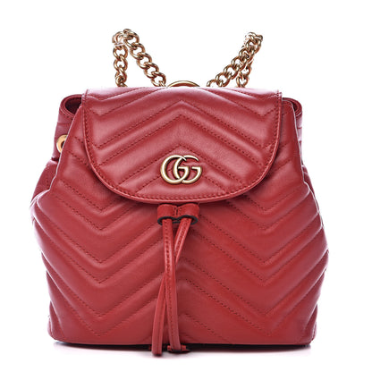 Gucci Calfskin Matelasse GG Marmont Flap Backpack Hibiscus Red 1 of 12