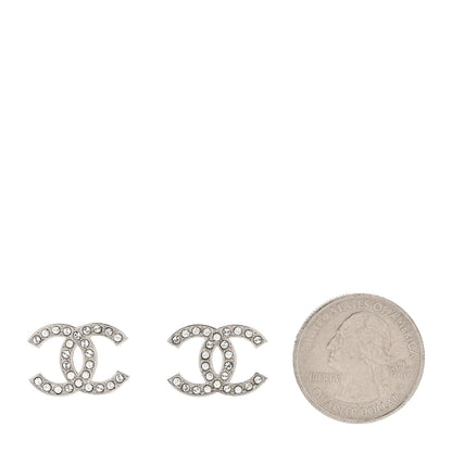 Chanel Crystal Timeless CC Earrings Silver 2 of 5