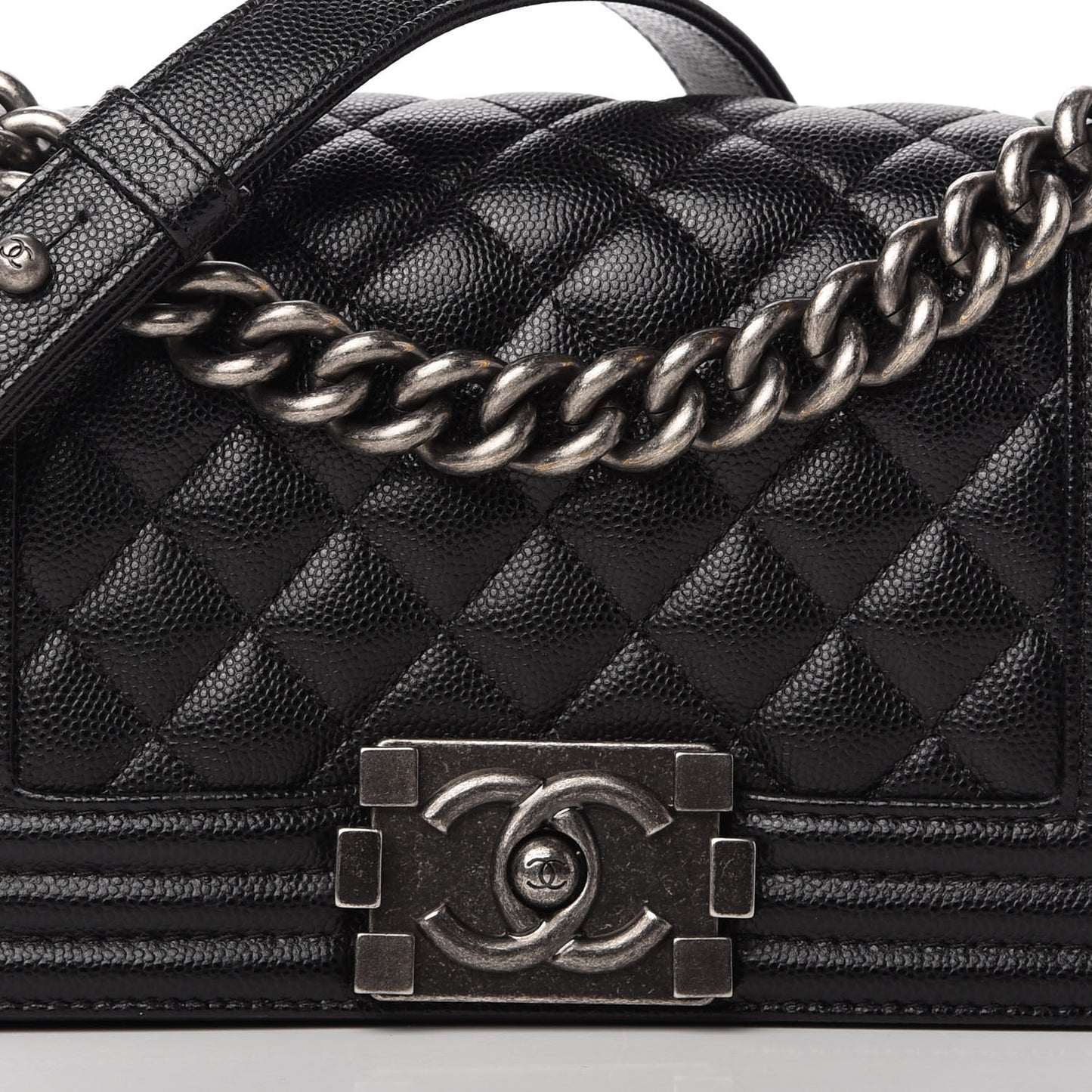 Caviar Quilted Small Boy Flap Black