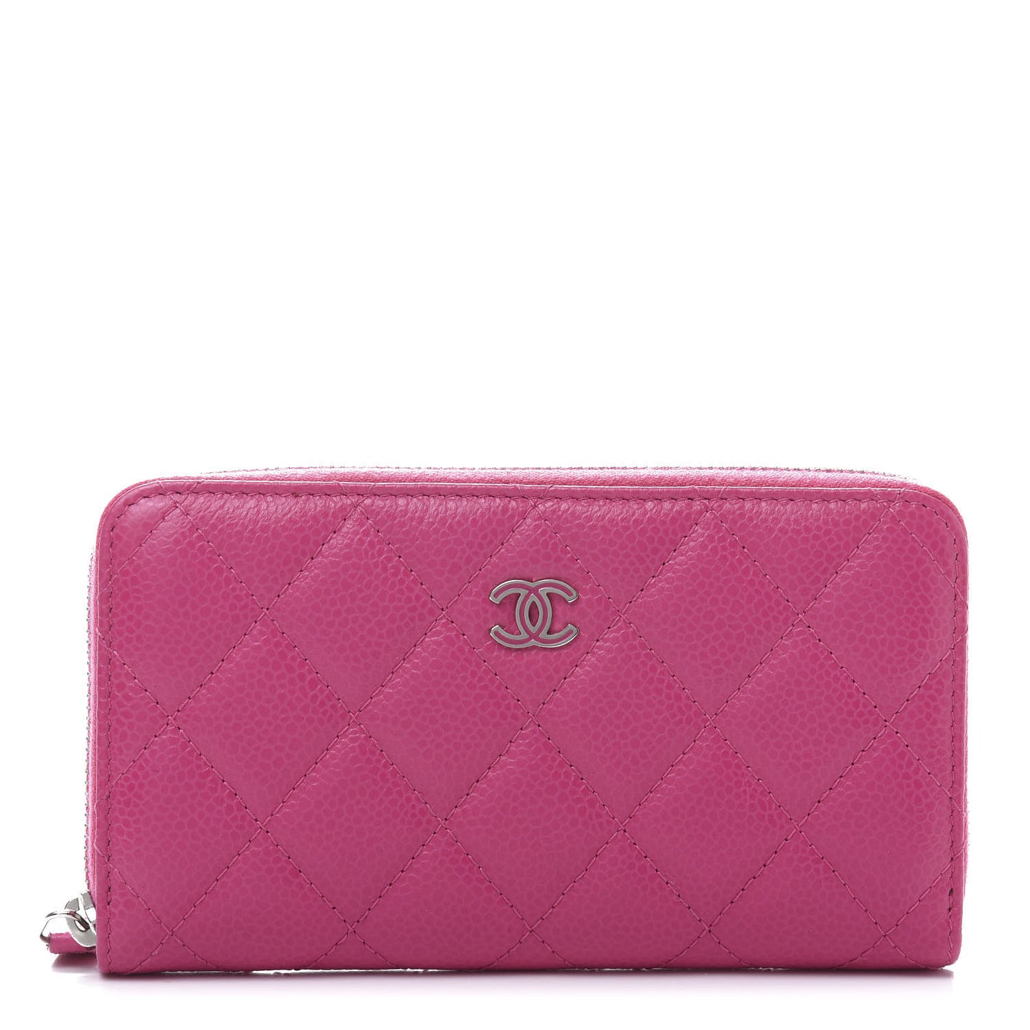 Caviar Quilted Medium Zip Around Wallet Pink
