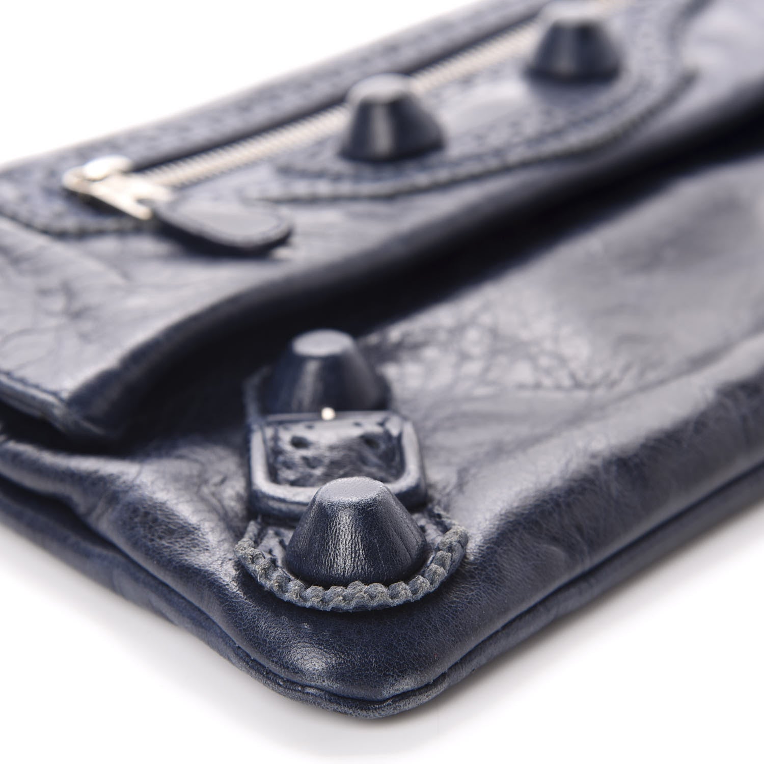 Balenciaga Agneau Giant Brogues Hardware Envelope Clutch Marine 6 of 9