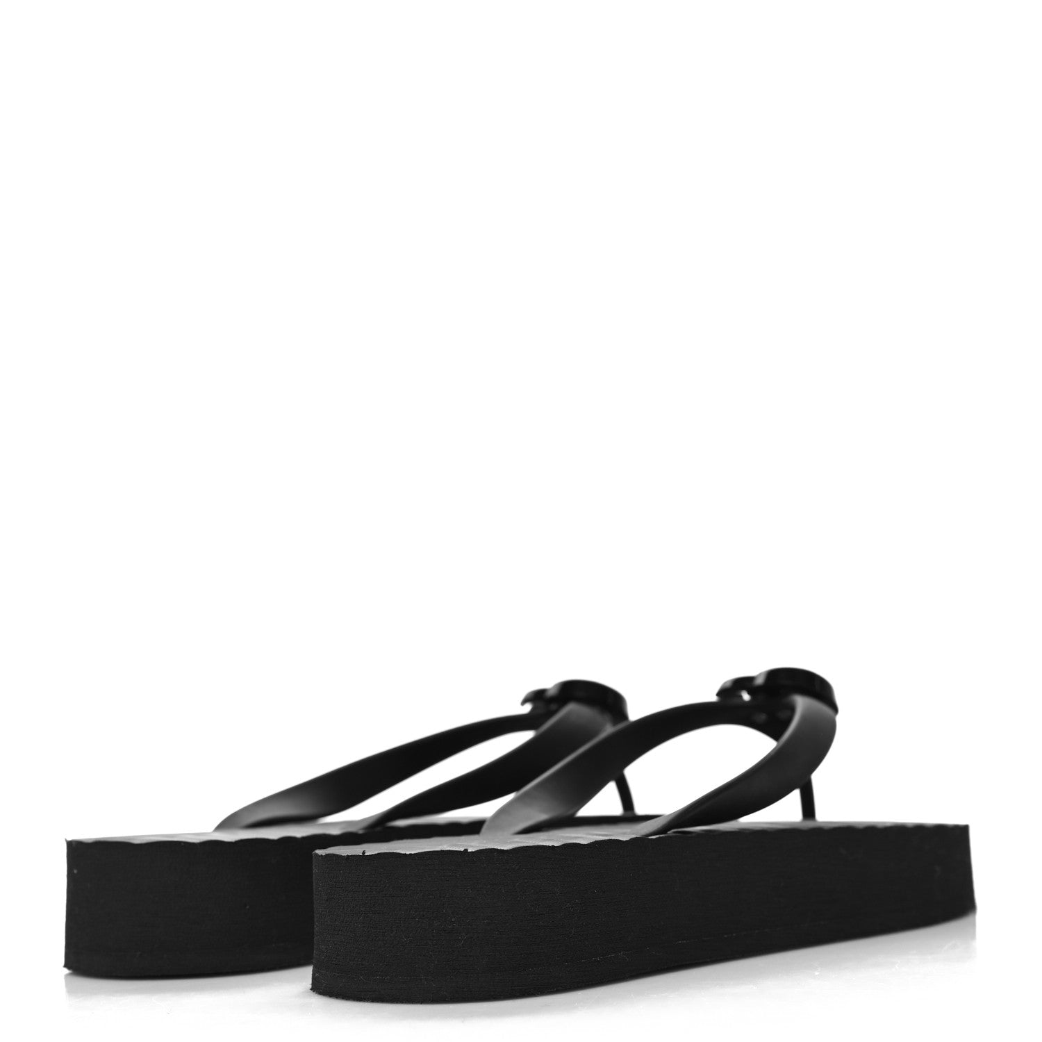 Gucci Rubber Chevron Womens GG Thong Sandals 39 Black 4 of 7