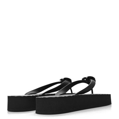 Gucci Rubber Chevron Womens GG Thong Sandals 39 Black 4 of 7