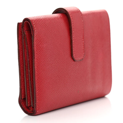 Hermes Courchevel Tri-Fold Compact Wallet Rouge Vif 3 of 12