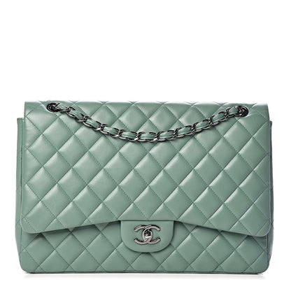 Chanel Lambskin Quilted Maxi Single Flap Green 1 of 16