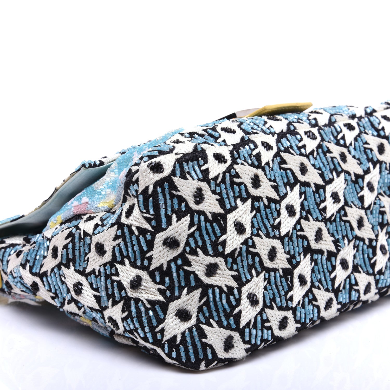 Fendi Beaded Lizard Mama Baguette Blue Yellow 6 of 14