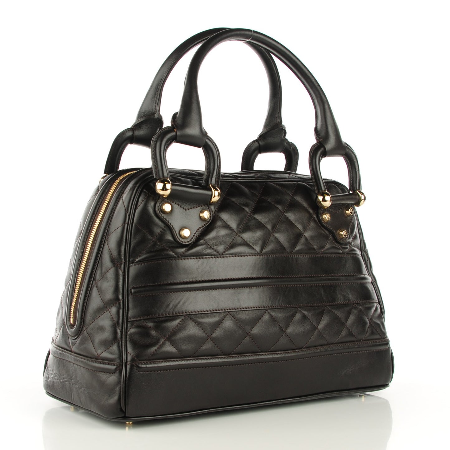 Lambskin Quilted Westbury Tote Dark Brown