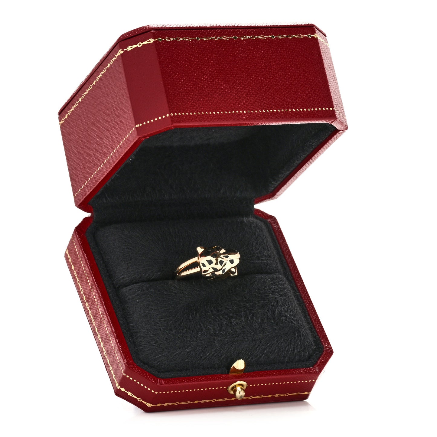 18K Yellow Gold Diamond Tsavorite Garnet Black Onyx Panthere de Cartier Ring 52 6