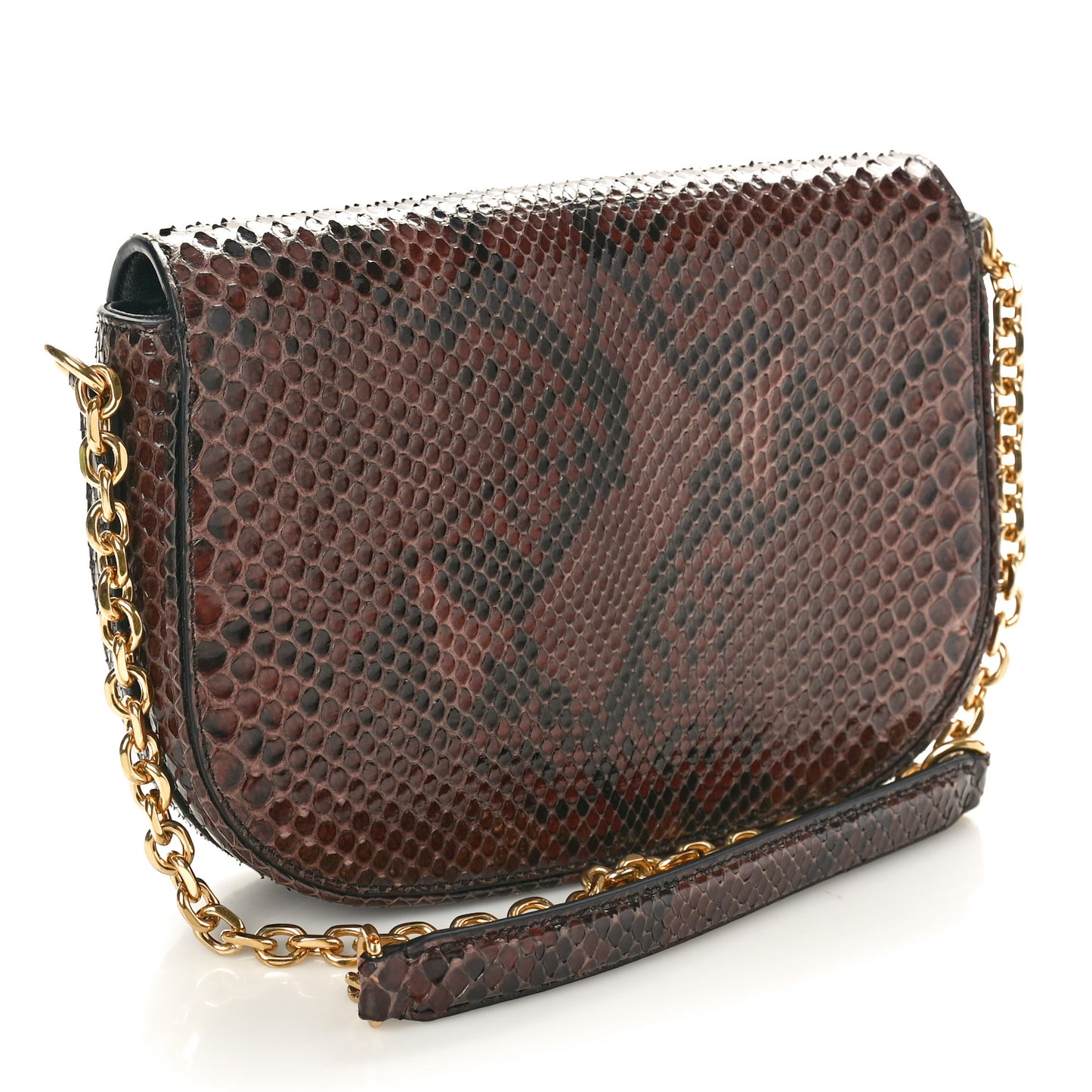 Snakeskin Medium Chain Maillon Triomphe Brown