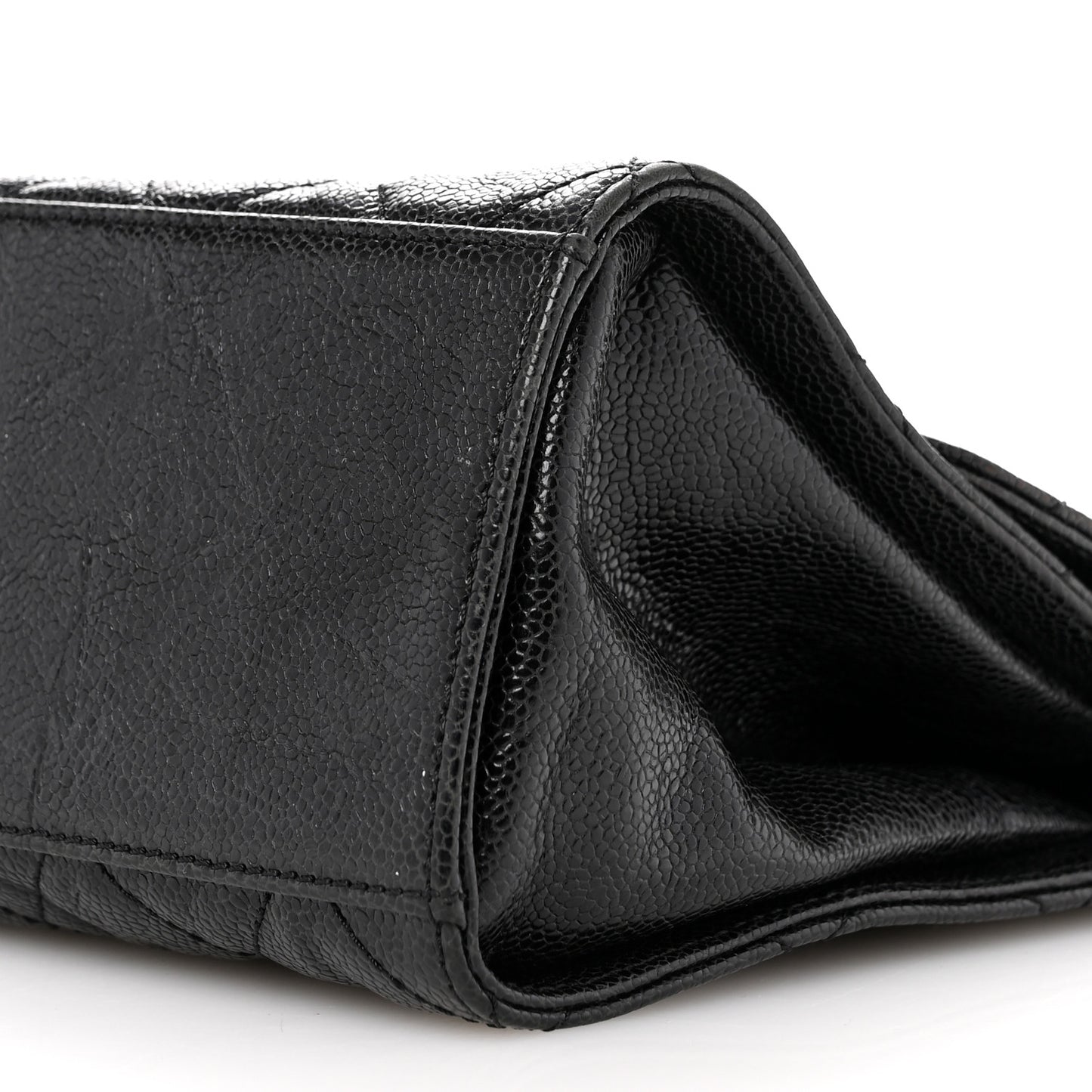 Crumpled Grained Calfskin Jumbo CC Crave Flap Black