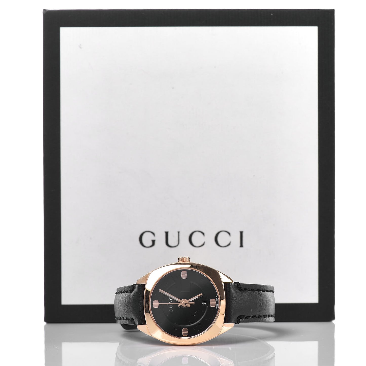 Stainless Steel Calfskin 29mm GG2570 Quartz Watch Black