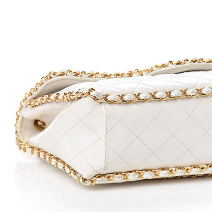 Chanel Patent Quilted Jumbo XL Chain Around Flap White 5 of 20
