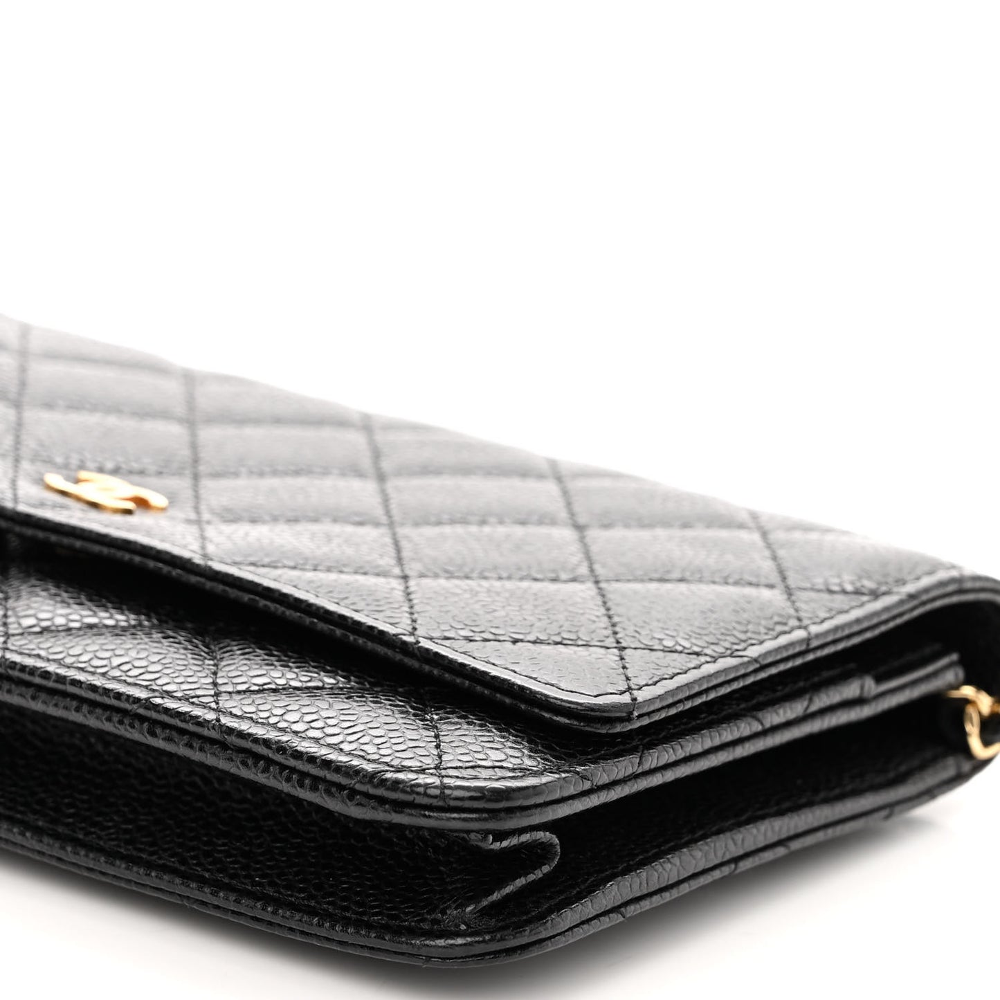 Caviar Quilted Wallet on Chain WOC Black