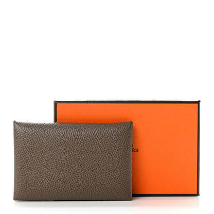 Hermes Epsom Horseshoe Calvi Card Case Etain Jaune Ambre 8 of 8
