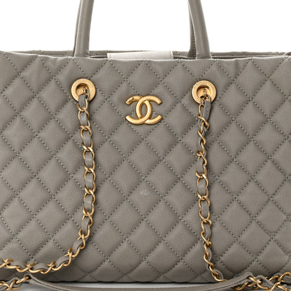 Chanel Caviar Quilted Coco Handle Shopping Tote Grey 8 of 19