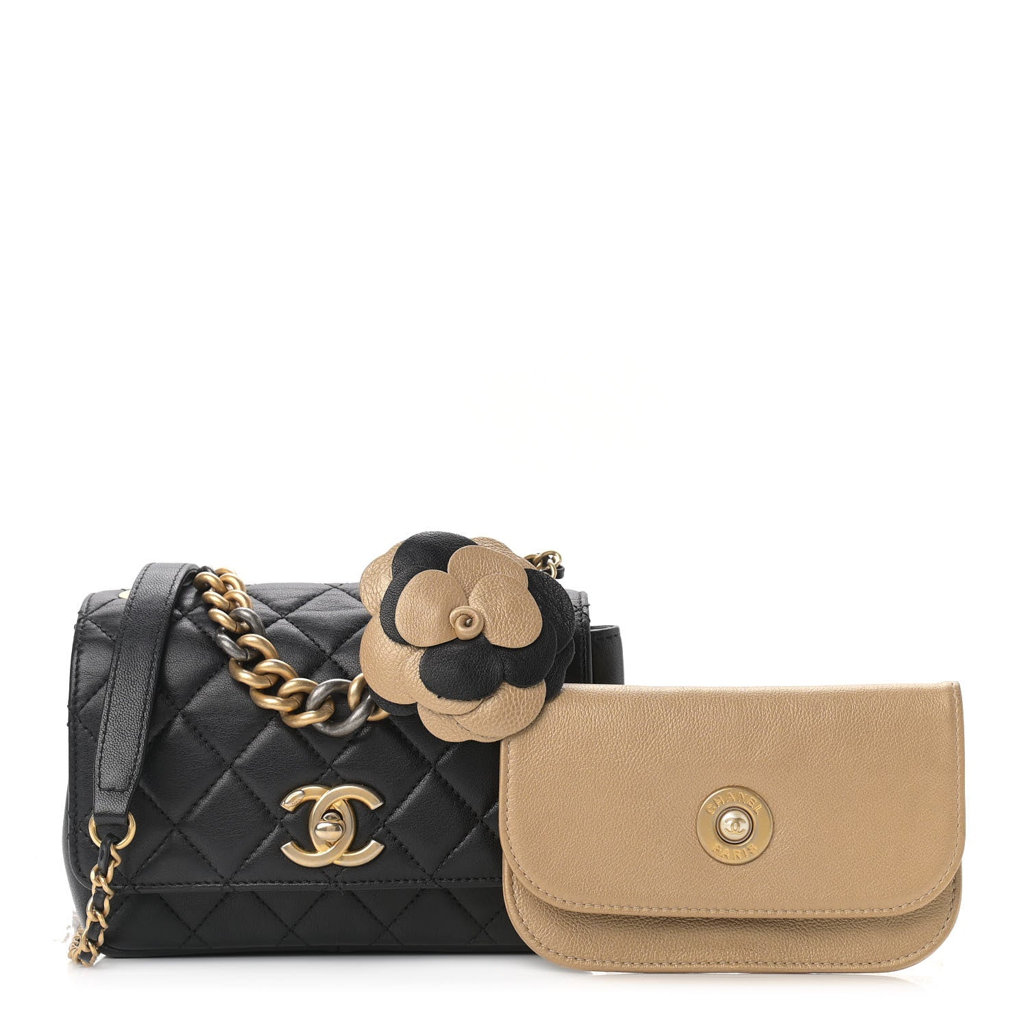 Chanel Lambskin Quilted Small Camellia Flower Flap Black 2 of 11
