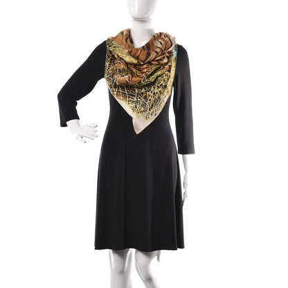 Hermes Silk Tigre du Bengale Scarf 90 Vert Camel Beige 2 of 4