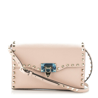 Valentino Garavani Pebbled Calfskin Medium Rockstud Flip Lock Crossbody Bag Poudre 1 of 6