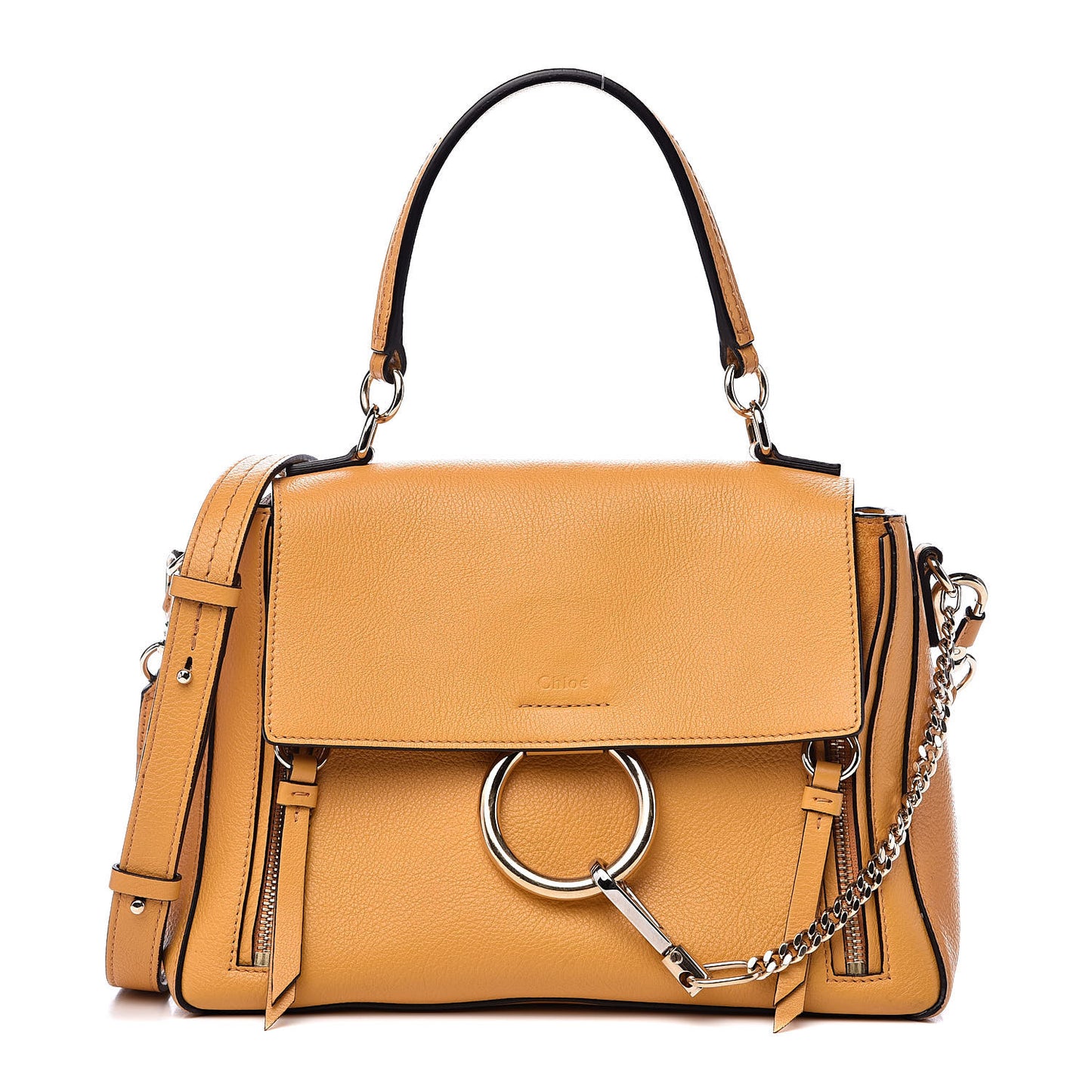 Calfskin Small Faye Day Shoulder Bag Burning Camel