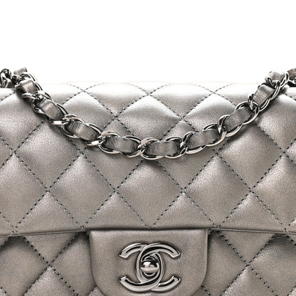 Chanel Metallic Lambskin Quilted Mini Rectangular Flap Silver 7 of 10