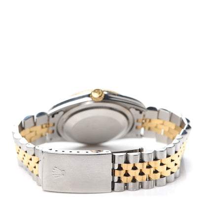 Rolex Stainless Steel 18K Yellow Gold Diamond 36mm Oyster Perpetual Datejust Watch Blue 16233 3 of 5