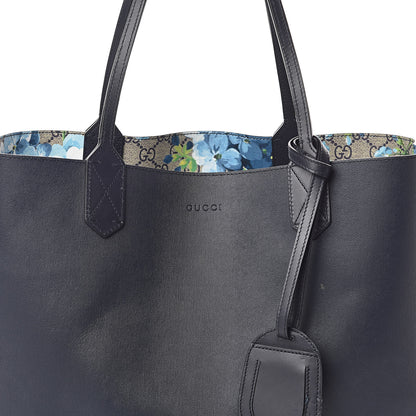 Gucci GG Supreme Monogram Blooms Medium Reversible Tote Beige Blue Navy 11 of 16
