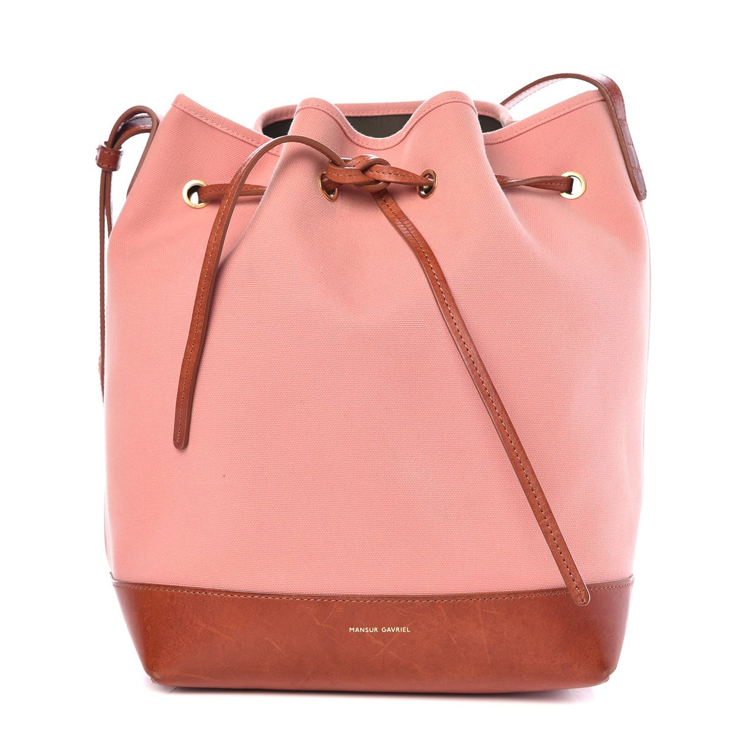 Canvas Calfskin Bucket Bag Blush Moss