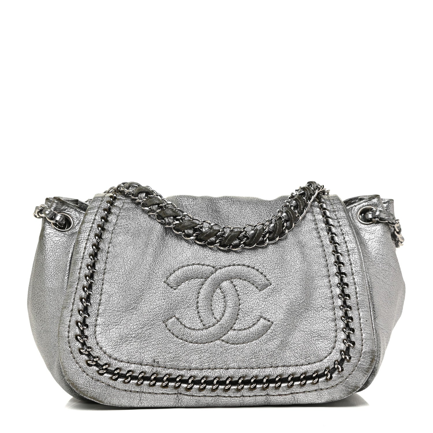 Chanel Metallic Deerskin Luxe Ligne Flap Silver 1 of 21