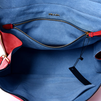 Prada Shearling Fur Calfskin Suede Shoulder Bag Red 4 of 4