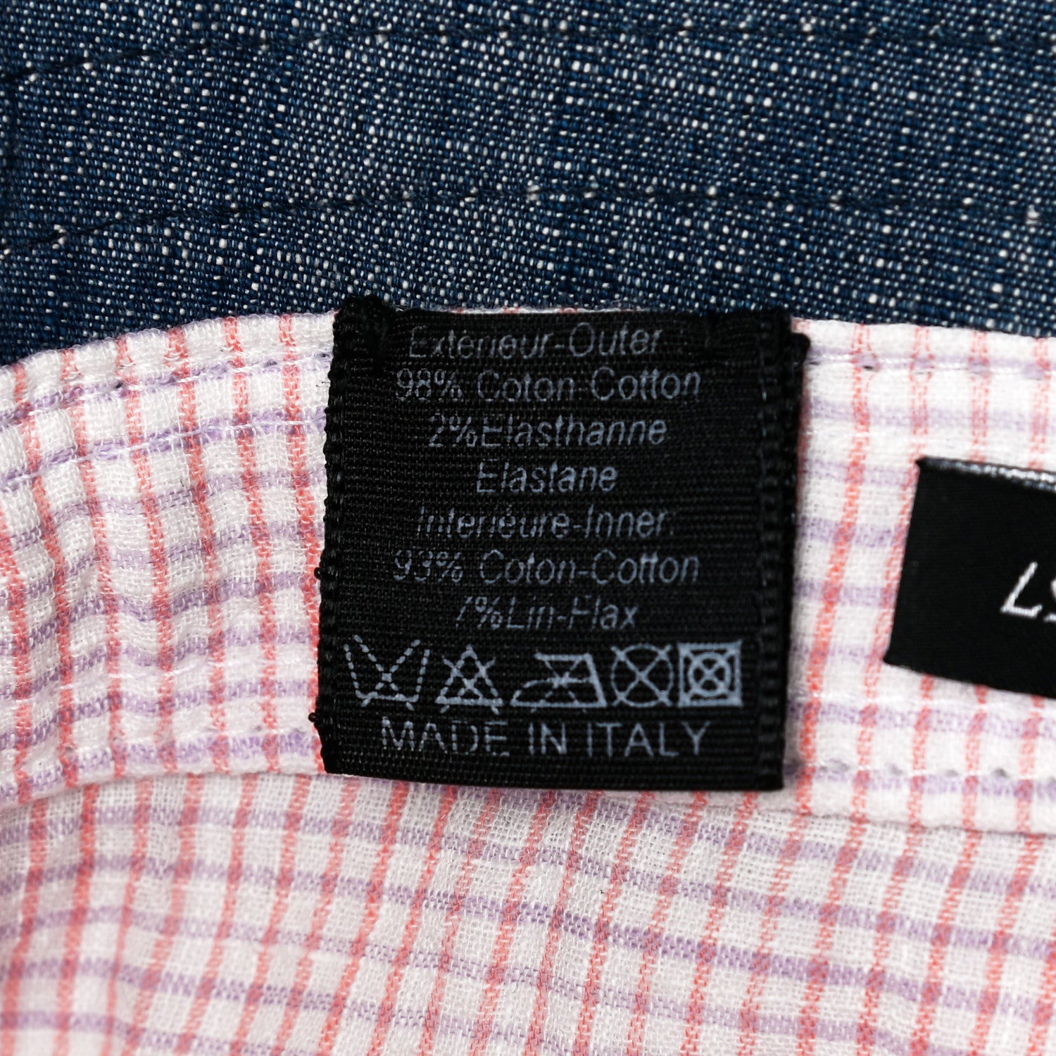 Chanel Denim Gingham Crystal CC Pocket Bucket Hat 57 Blue Pink 8 of 9