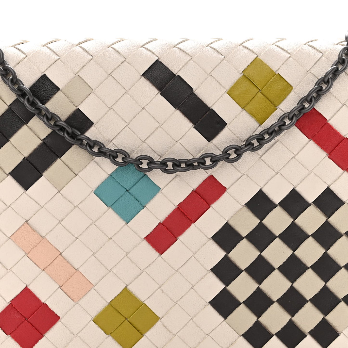 Nappa Intrecciato Chain Wallet Mist Abstract