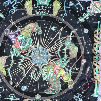 Hermes Silk Chorus Stellarum Scarf 70 Gris Nacre Anthracite 2 of 3