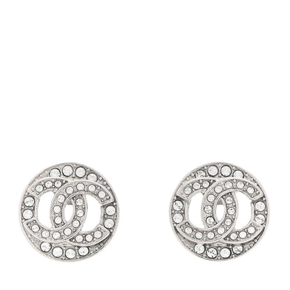 Chanel Crystal CC Round Earrings Silver 1 of 6