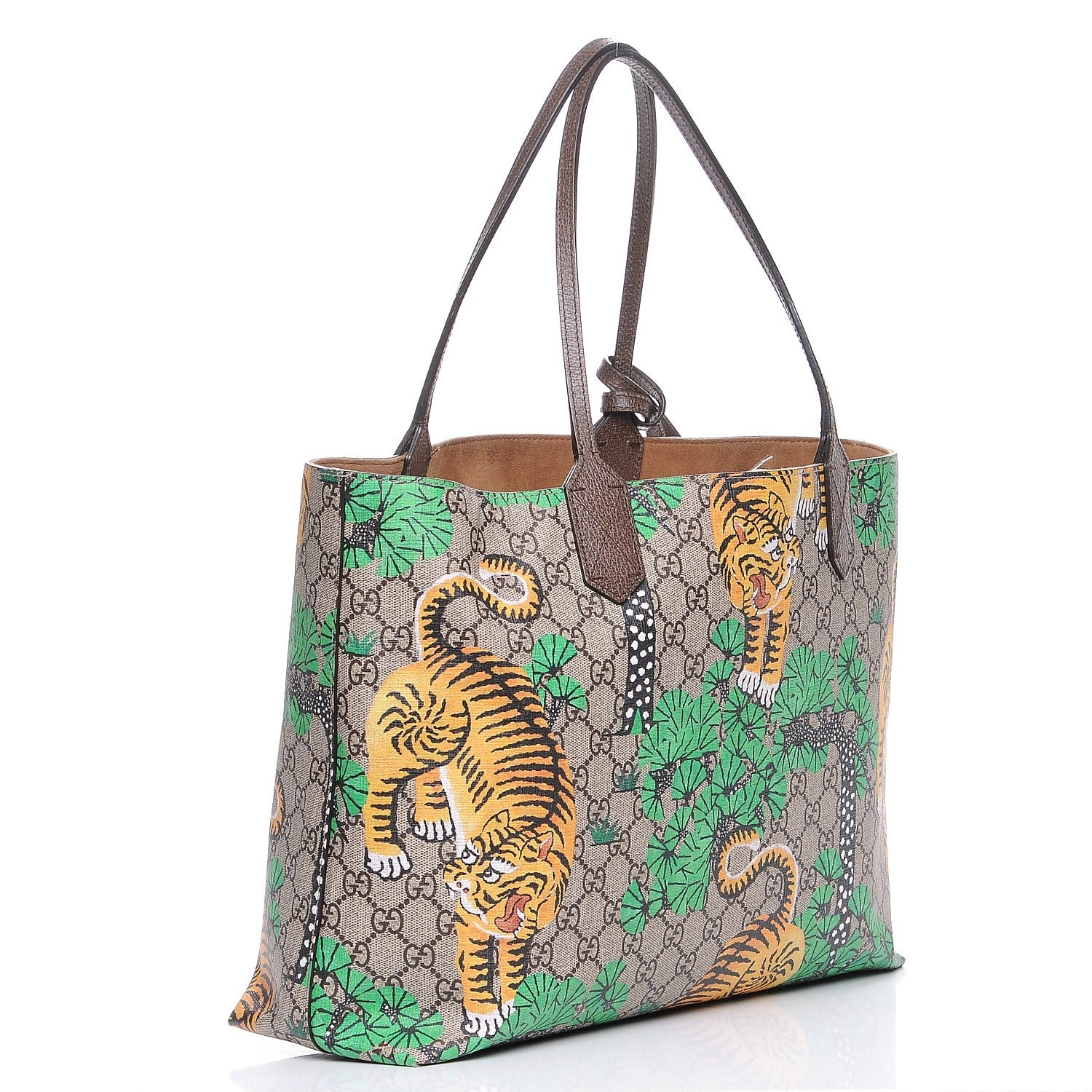 Gucci GG Supreme Monogram Bengal Medium Shopping Tote Beige Yard 3 of 8