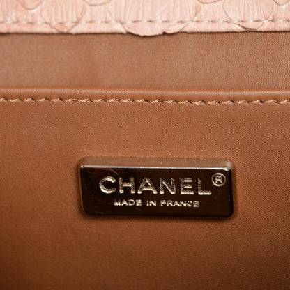Chanel Python Clutch With Chain Flap Pink 6 of 8