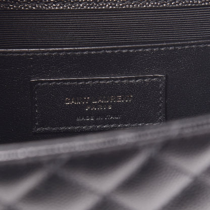 Saint Laurent Grain De Poudre Textured Mixed Matelasse Triquilt Medium Monogram Satchel Black 8 of 10