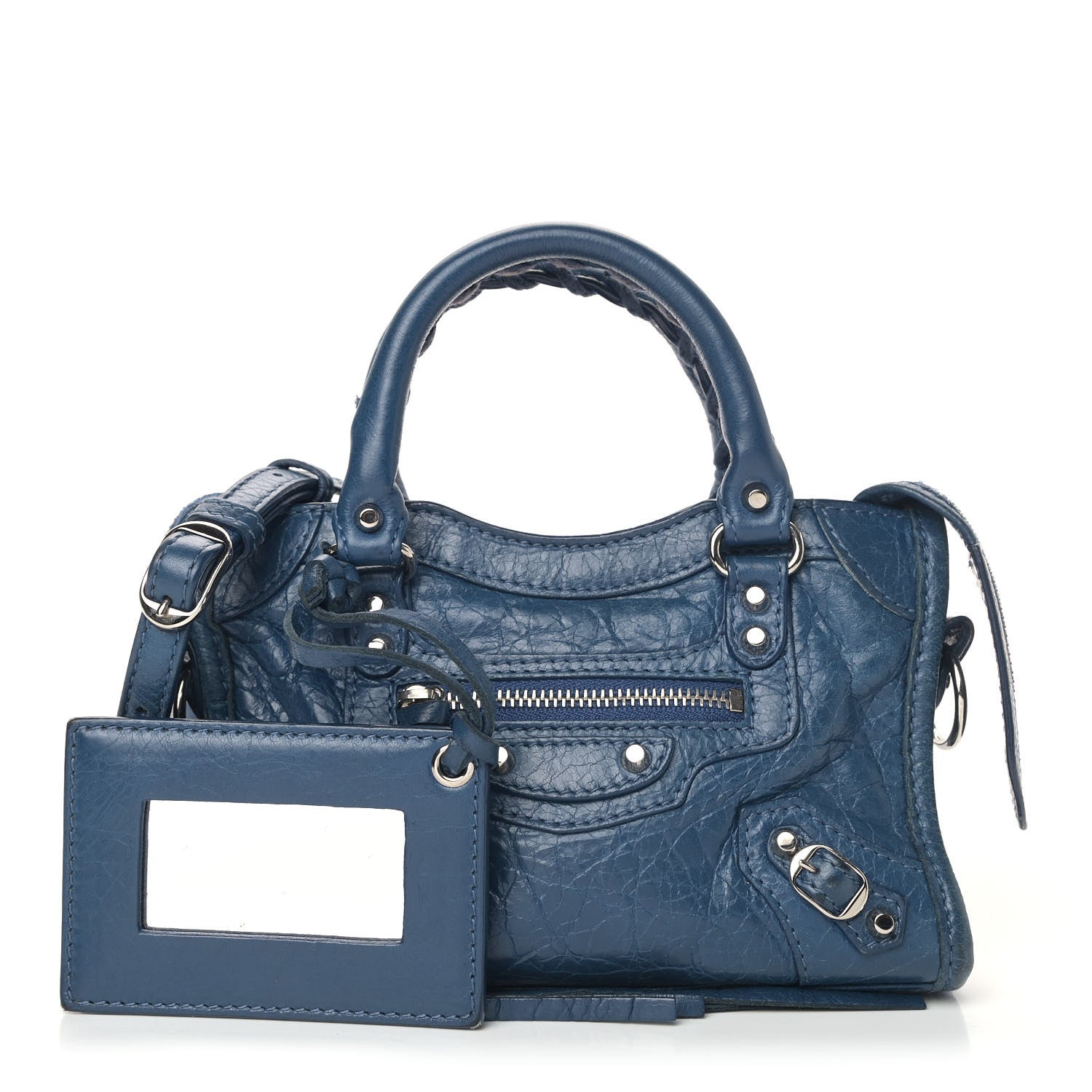 Balenciaga Agneau Classic Silver Hardware Nano City Bleu Profond 1 of 9