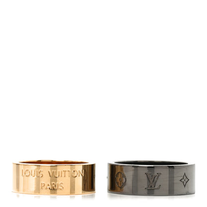 Louis Vuitton Metal LV Instinct Set of 2 Rings M 63 10.25 Silver Gold 3 of 6