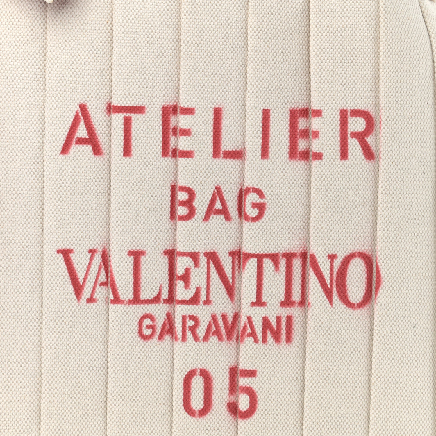 Valentino Garavani Canvas Atelier 05 Plisse Edition Medium Tote Bag Naturale 8 of 11