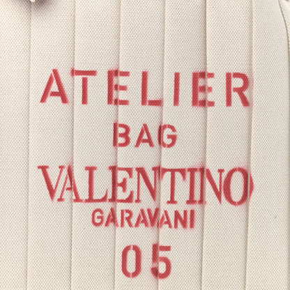 Valentino Garavani Canvas Atelier 05 Plisse Edition Medium Tote Bag Naturale 8 of 11