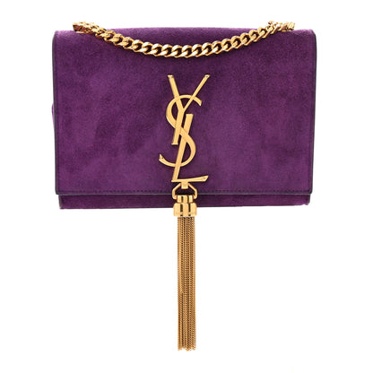 Saint Laurent Suede Small Classic Monogram Kate Tassel Satchel Purple 1 of 16