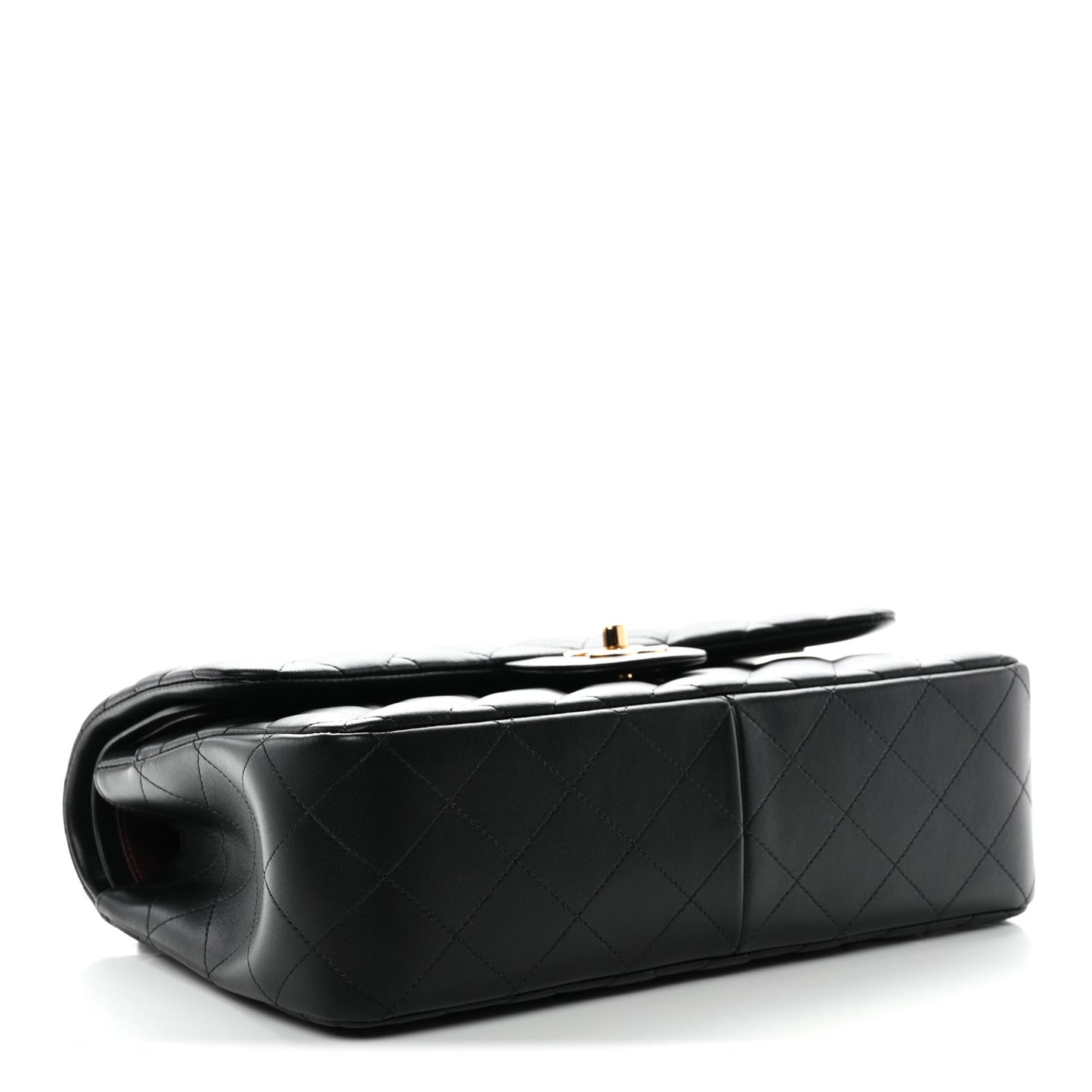 Lambskin Quilted Jumbo Double Flap Black