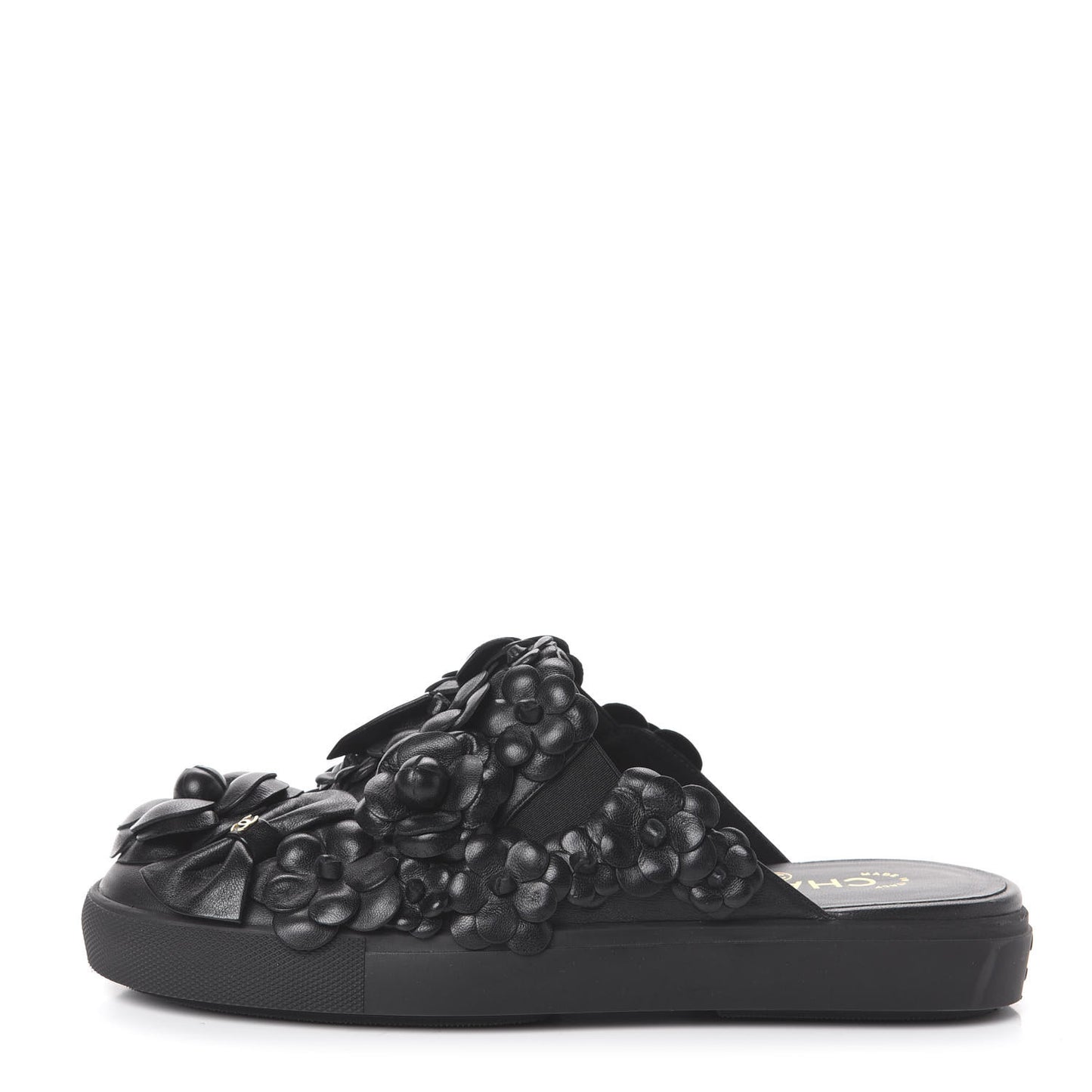 Calfskin Camellia Slip On Sneakers 39 Black