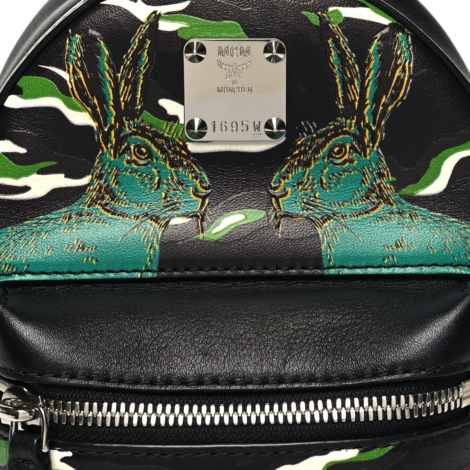 MCM Calfskin Pop Rabbit Mini Backpack Black 7 of 10