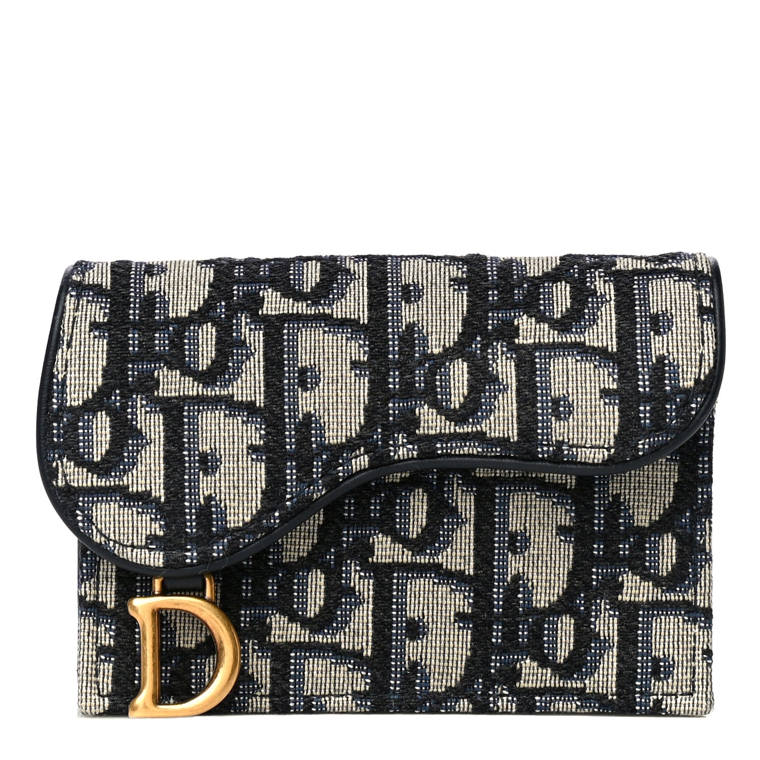 Christian Dior Oblique Saddle Card Holder Blue 1 of 12