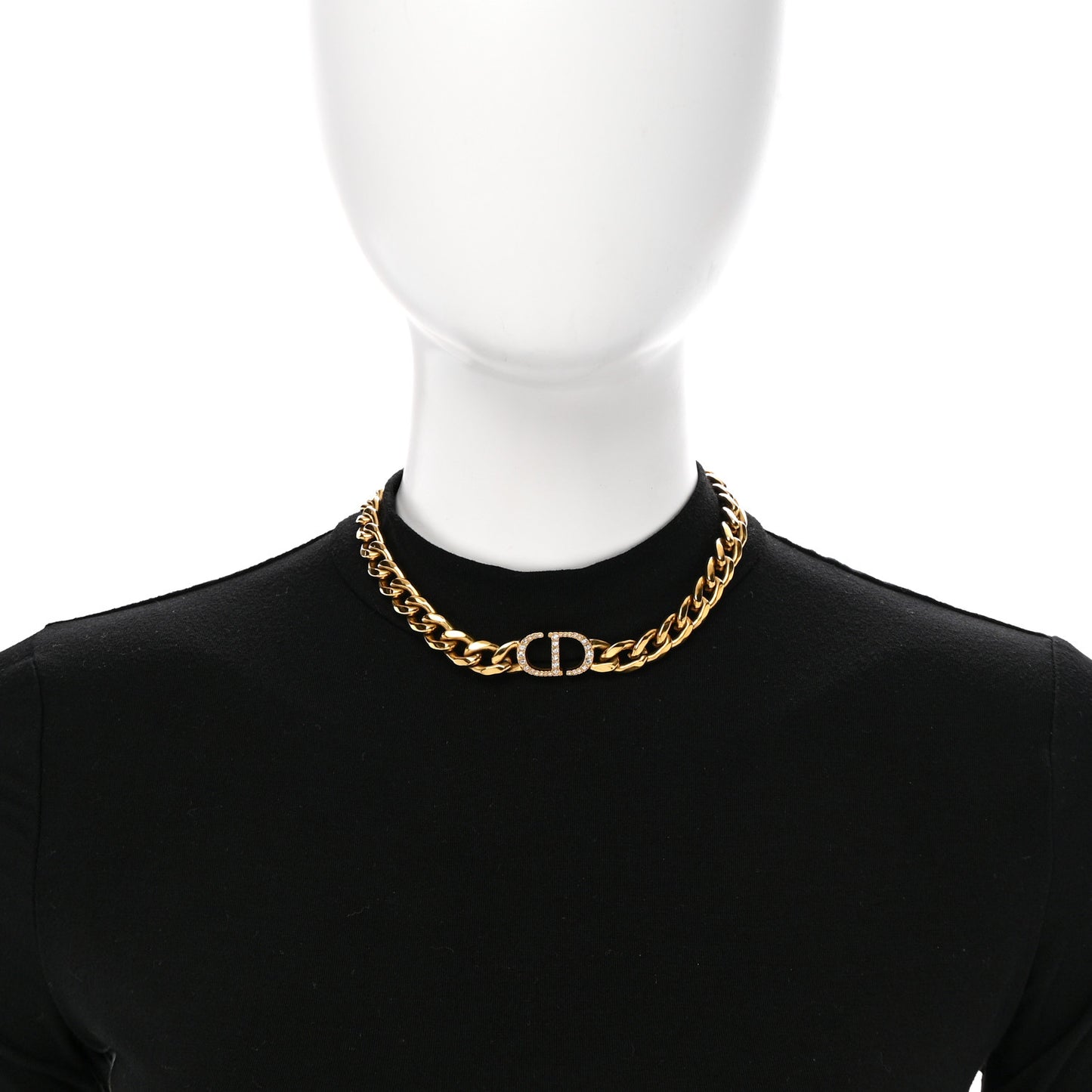 Metal Crystal 30 Montaigne Necklace  Gold