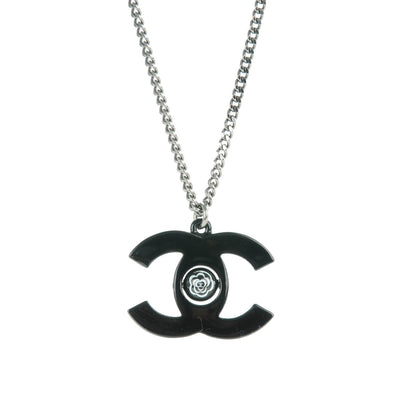 Chanel Enamel CC Camellia Necklace Black 3 of 7