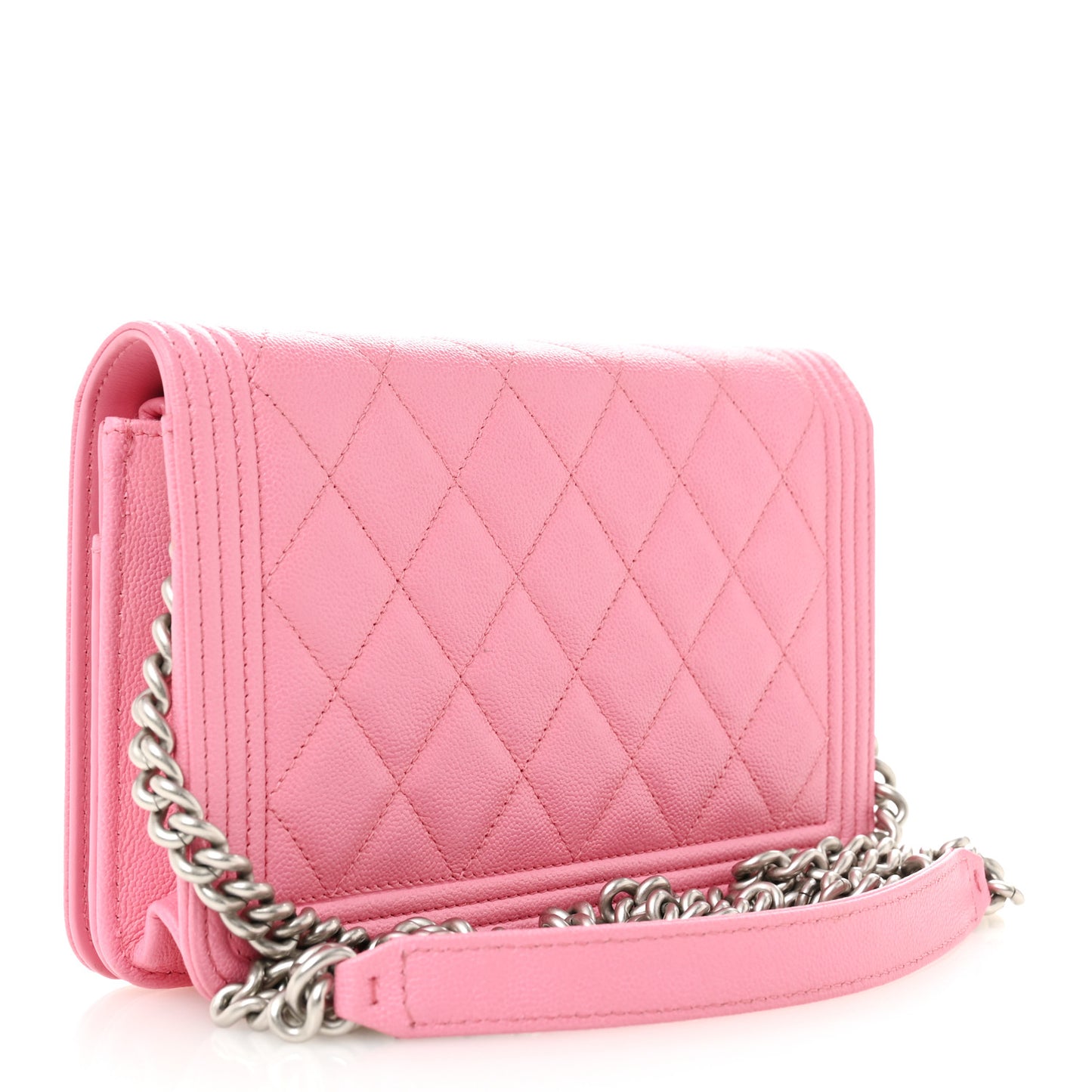 Caviar Quilted Boy Wallet On Chain WOC Pink